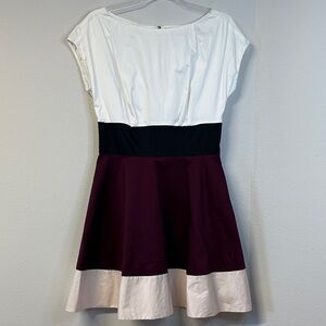 Kate Spade Colorblock Fiorella Dress White Black Burgundy Pink 4